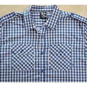 RS by Ryan Sheckler mens long sleeve shirt button up blue white check pocket XXl